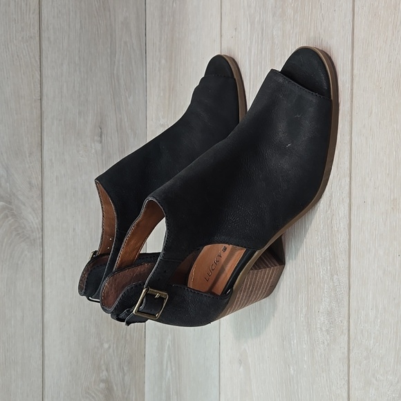 Lucky Brand Women Barimo  Ankle Leather Barimo Boots open toe sz 7M - Picture 2 of 8